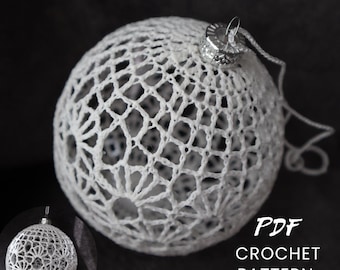 Patrón de bola de adorno navideño de ganchillo: Decoración navideña DIY (Patrón en PDF) Inglés + Italiano