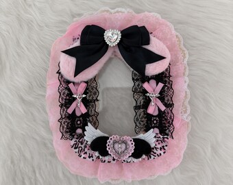 Black and Pink Bunny Lace Decoden Toploader