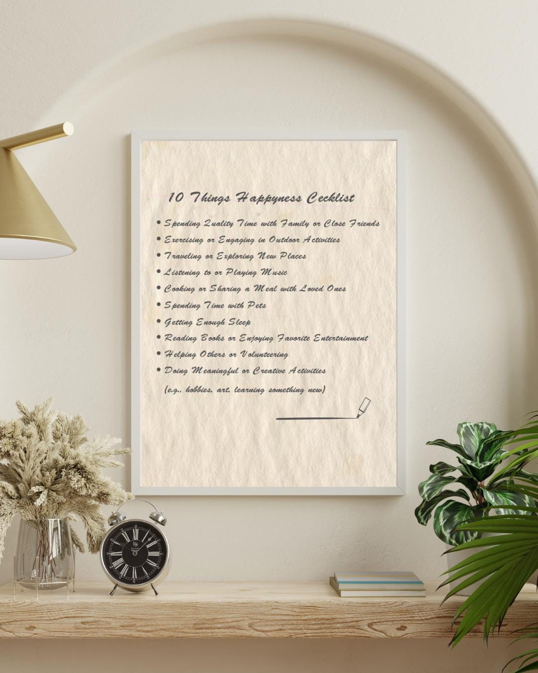 Inspirational Checklist 10 Things Happiness Checklist Wall Art Print, Inspirational Quote ...