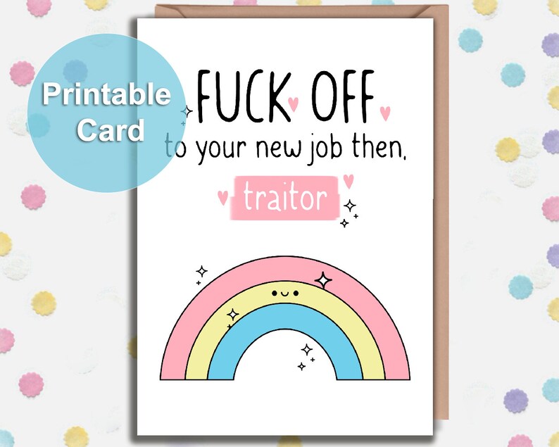 PRINTABLE Card Funny New Job Card Promotion Colleague - Etsy