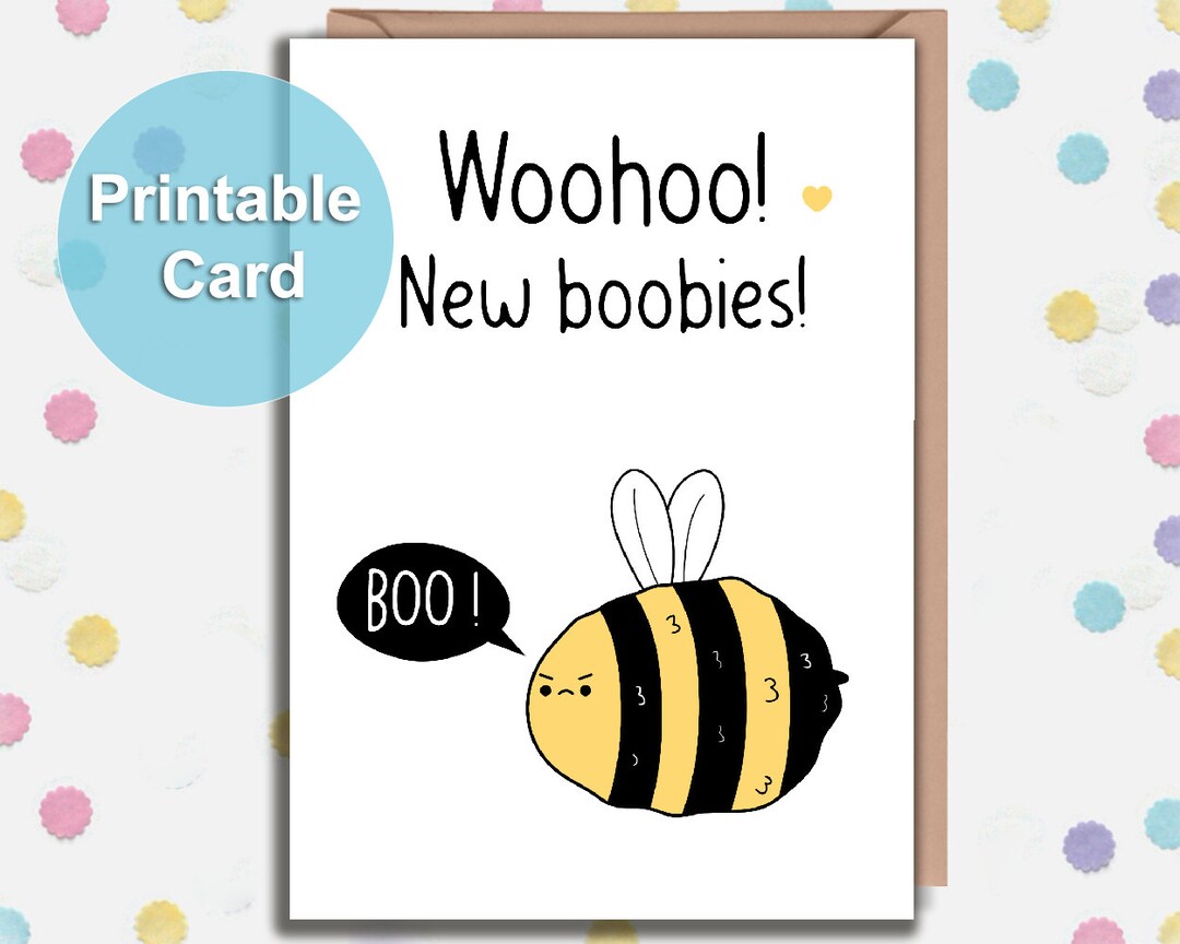 PRINTABLE Card, Boob Job Card, Funny New Boobs Card, New Boobs, Breast Implants, Breast ...