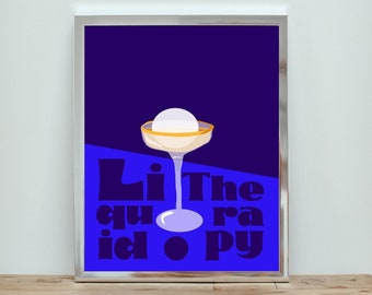 Drink Poster Liquid Therapie Ästhetische Küche Niedlich Cocktail Kunst Küche Wand Kunstdruck Blau Poster Kunstdruck Digital Download Drinks Bar