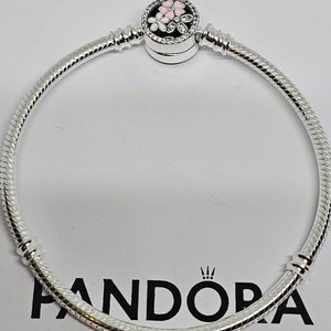 Pandora Moments Sparkling Flower Snake Chain Charm Bracelet Size 7.5 inches 19 cm