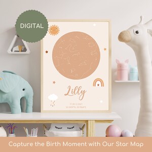 Benutzerdefinierte Sternenkarten, himmlische Geburtstagsgeschenke, einzigartige Himmelgeschenke, digitale Sternenkarten, Geburtstags-Sternkarten, Sternkarten-Downloads, kosmisches Kinderzimmerdekor