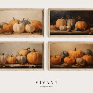 Vintage Autumn Frame TV Pumpkin Painting Art Bundle, Fall Pumpkins Art for Frame TV, Digital Download for Samsung Frame, Fall Art, TV4P004