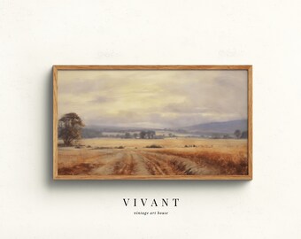 Samsung Frame TV Fall Art, Vintage Autumn Landscape Oil Painting, Art for Frame TV, Digital Download, Moody French autumn landscape, TV003