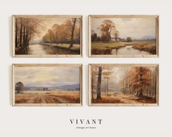 Vintage Autumn Samsung Frame TV Art Bundle, Fall TV art, Art for Frame TV, Digital Download, vintage autumn landscape painting, TV4P001