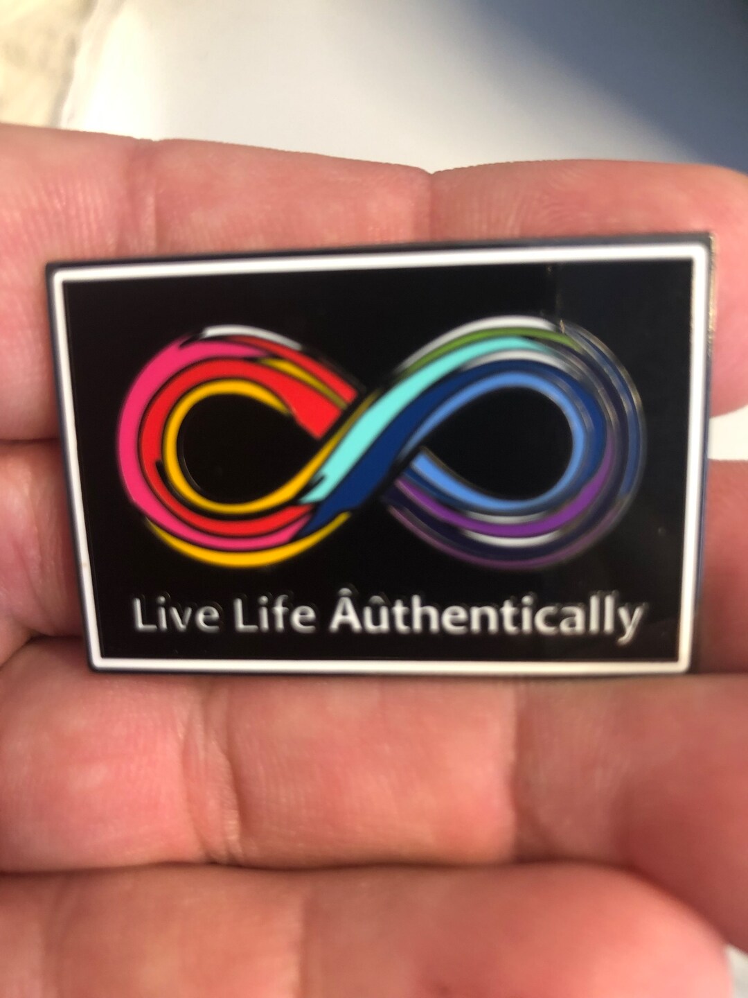 Live Life Authentically Rainbow Infinity Lapel Pin With Double Clutch ...
