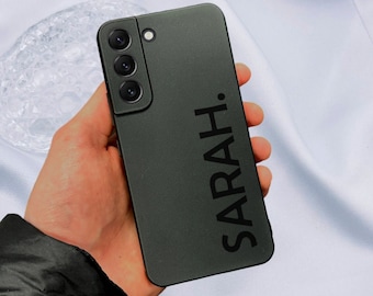 Funda negra personalizada con nombre moderno para Samsung Galaxy S25, S24, S23, S22 y S21 + Fe Ultra Plus, a prueba de golpes, personalizada.