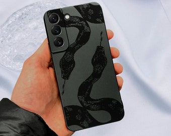Black Snake Print Phone Case for Samsung Galaxy s25 s24 s23 s22 s21 + Fe Ultra Plus Shockproof Phone Cover with Customised Name Case