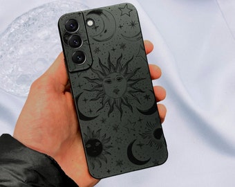 Funda de teléfono Celestial Moon Sun Star para Samsung Galaxy S25, S24, S23, S22 y S21 + Ultra Plus Fe, a prueba de golpes con nombre personalizado