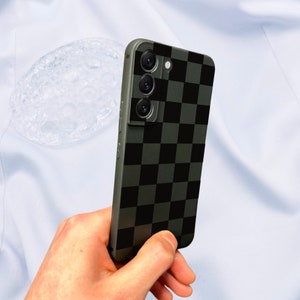Rutigt svart telefonskal för Samsung Galaxy s25 s24 s23 s22 s21 + Ultra Plus Fe stötsäkert telefonskal med personligt namn bild 3