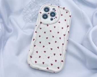 Dainty Heart Print Wavy iPhone Case for iPhone 15 14 13 12 11 Xr X XS 7 8 SE Pro Max Plus Shockproof Phone Cover