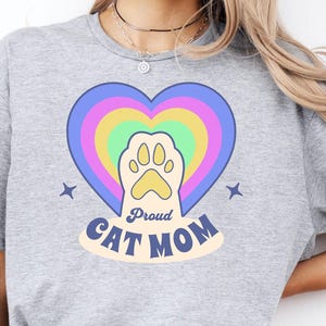 Stolze Katzen-Mamma-Regenbogen-Herz-Katzen-Tatzen-T-Shirt Neuheit niedliche Toe Beans