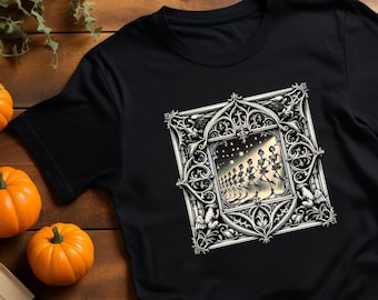 Victorian Dancing Skeletons Halloween T Shirt Spooky Novelty Tee