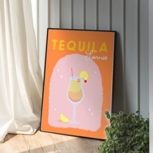 printable posters &quot;tequila sunrise&quot; cocktail