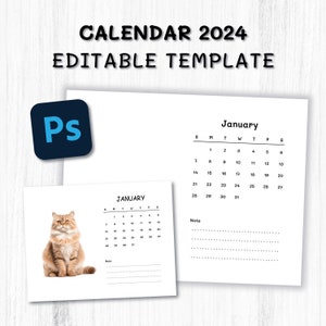 Calendar 2024 Editable Template Horizontal