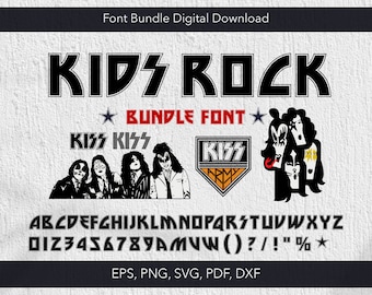 Kiss Band Font SVG Bundle, Halloween, Rock Numbers (Digital Download)