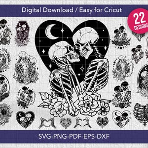 The Lovers Bundle SVG, The Lovers Tarot-Karten-Svg, Skeleton-Liebhaber-Svg, Liebessvg, Tarot-Karten-Svg, Skelett, Skelett SVG, Schädel, Geschenke für