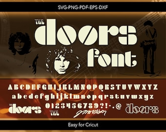 Rock Band, Rock Star, The Doors Font SVG, Jim, Morrison Music Alphabet, Cricut Ready (Digital Download)