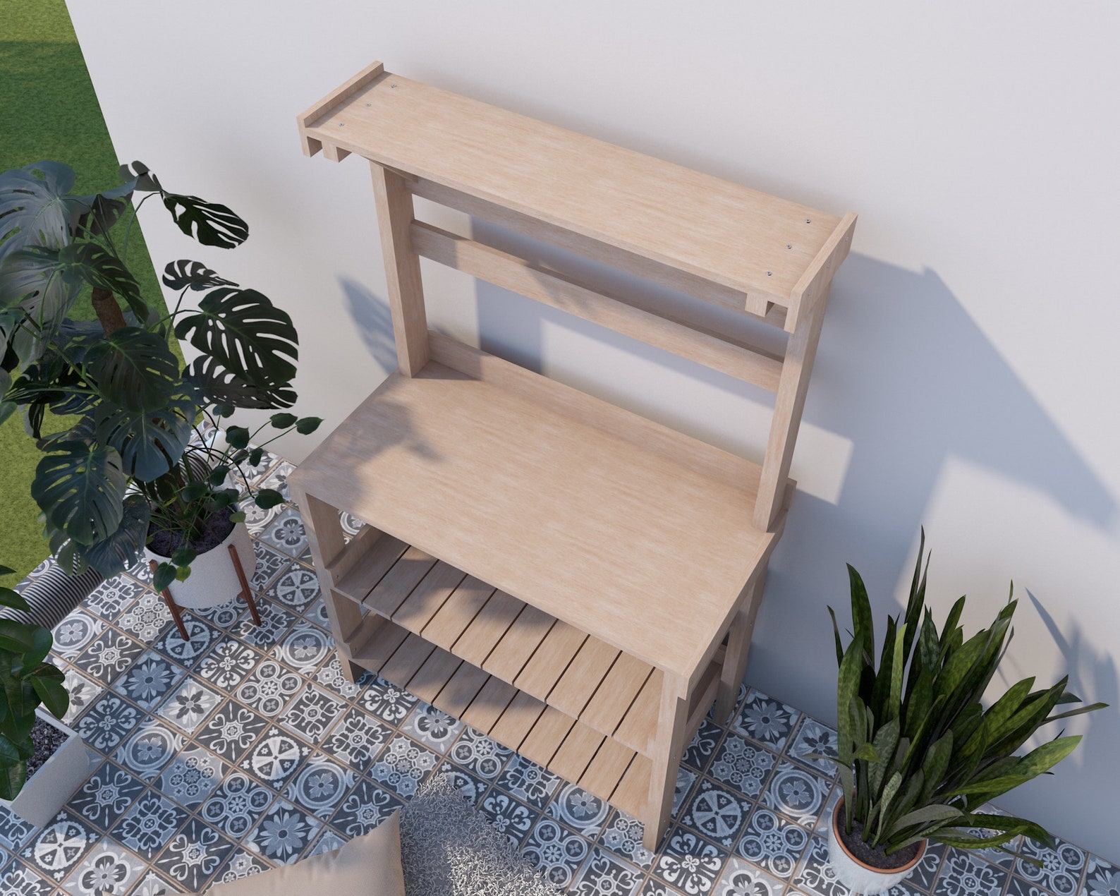 Potting Bench Digital Plan, DIY Outdoor Work Station Build Plan, Easy ...
