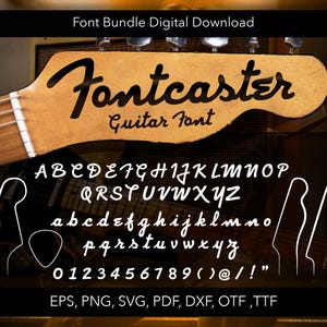 Gitaarbundel, muzieklettertype, Stratocaster-gitaar, lettertype, gitaren, rockshirt, rockbandshirt, gitaarlogo, Cricut, papa, gitaar, lettertypen, png