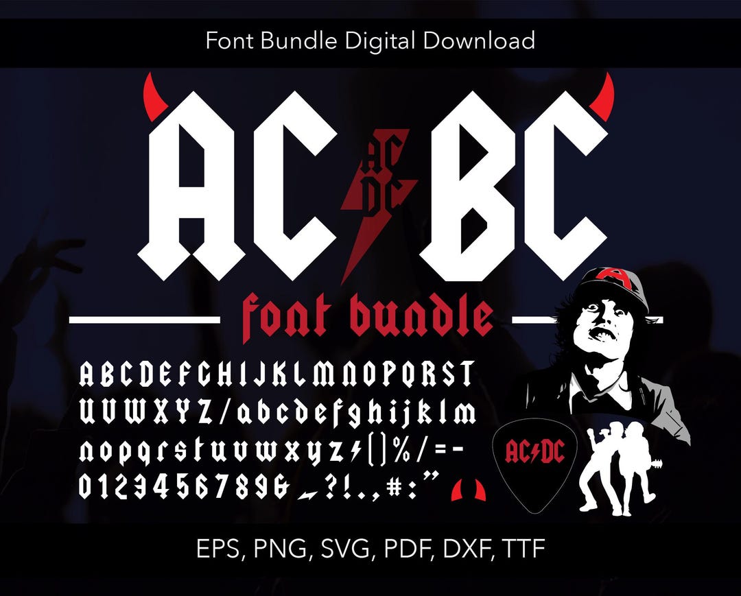 Hard Rock Font TTF, ACDC SVG, Halloween, Cricut, Rock Party (digital ...