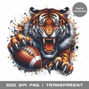 Tigers Football Png, Tigers Sublimation, Tiger School Spirit, Fierce Tiger Football Mascot Digital Art, Tiger Head Png, Instant Download png