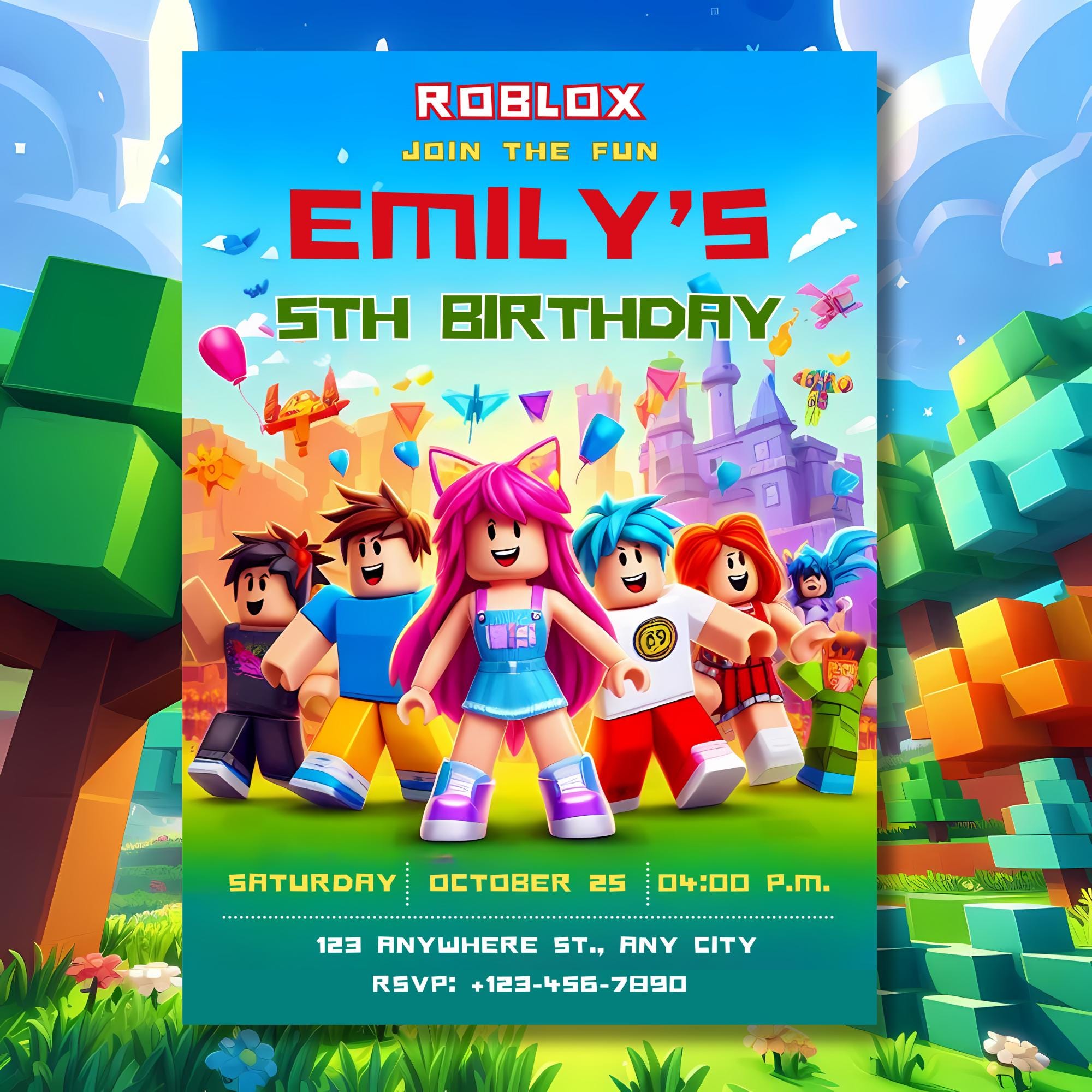 Roblox Birthday Girl Invitation, Editable Roblox Invite, Roblox Party Favors, Roblox Gamer Invitation, Kids Party Invite, Roblox Kids Party,