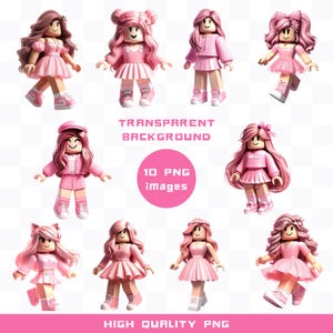 Roblox Girls PNG, Roblox Pink Girls, Roblox Party Favors, Roblox Sublimation, Roblox Girl Printable, Cute Roblox Girls PNG, Roblox Kids PNG