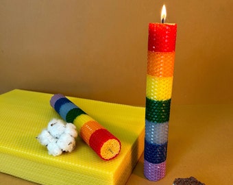 CHAKRA BEESWAX Candle,Meditation Beeswax Candles, Honey Pillar Candles, Beeswax Home Décor,Unique Hand Rolled Gifts,Honeycomb Table Candle