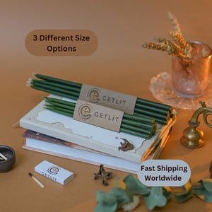 GREEN TAPER Beeswax Candle Gift Set Unique Handcrafted Thin Candle Elegant Cozy Home Décor Eco-Friendly Unscented Decorative Birthday Candle