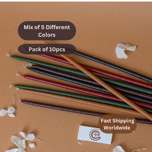5 COLORS BEESWAX Taper Candle Mix Gift Set Unique Handcrafted Thin Candles Elegant Cozy Home Décor Eco-Friendly Unscented Decorative Candles