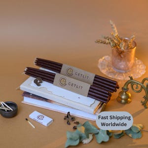 BROWN TAPER Beeswax Candle Gift Set Unique Handcrafted Thin Candle Elegant Cozy Home Décor Eco-Friendly Unscented Decorative Birthday Candle