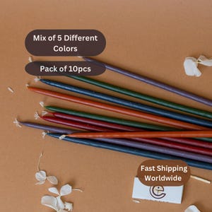 5 COLORS BEESWAX Taper Candle Mix Gift Set Unique Handcrafted Thin Candles Elegant Cozy Home Décor Eco-Friendly Unscented Decorative Candles