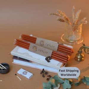 ORANGE TAPER Beeswax Candle Gift Set Unique Handcrafted Thin Candle Elegant Cozy Home Décor EcoFriendly Unscented Decorative Birthday Candle