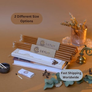 BEIGE TAPER Beeswax Candle Gift Set Unique Handcrafted Thin Candle Elegant Cozy Home Décor Eco-Friendly Unscented Decorative Birthday Candle