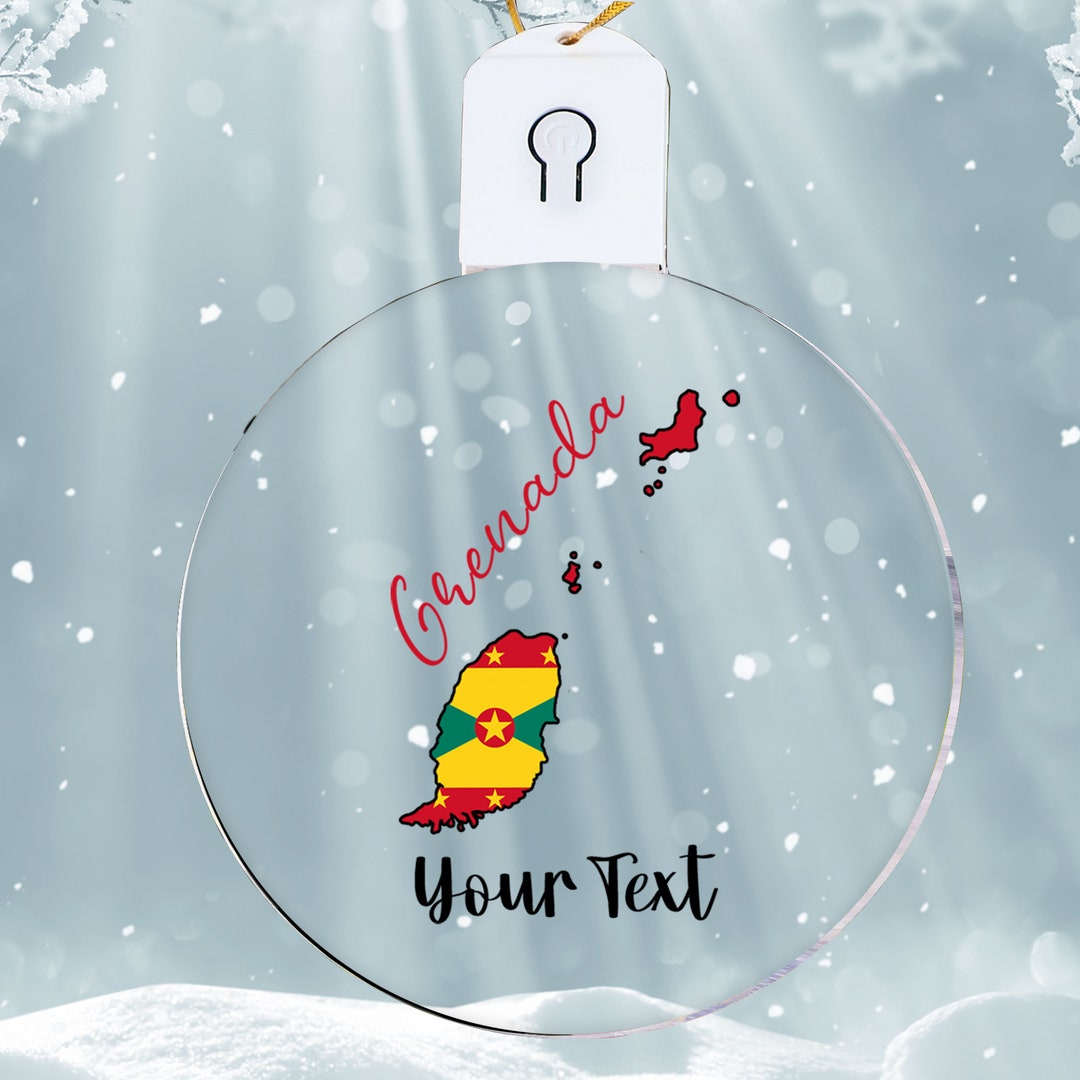 Custom Grenada Flag LED Ornament Flag Map of Grenada Etsy