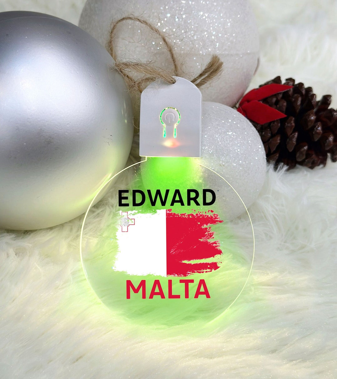 LED Malta Flag Ornament Custom Malta Christmas Ornament Etsy
