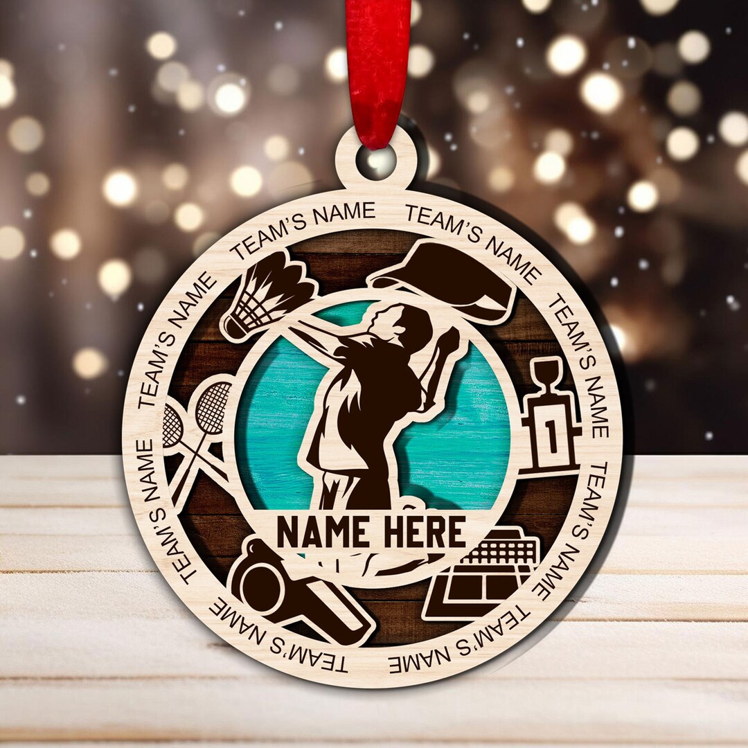 Personalized Ornament Svg Badminton Svg Laser Cut File Etsy