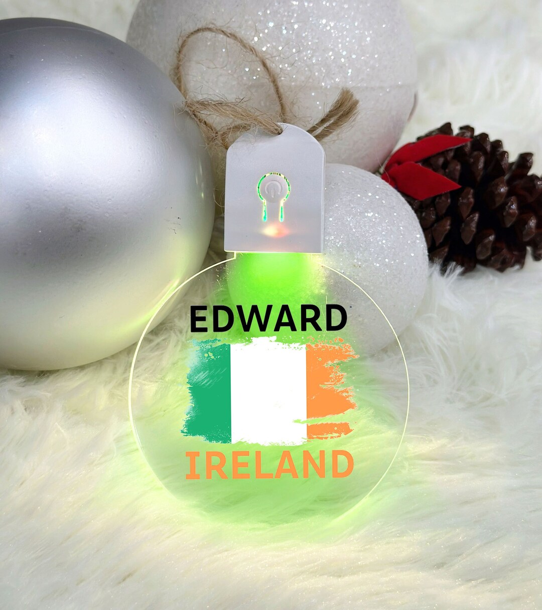 Custom Ireland Christmas Ornament Ireland Flag LED Ornament Etsy