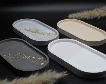 Oval Tray -Deko Tablett-Schale- Beton- Untersetzer- Schmuckablage- Keramik- Dekoration- Handmade- Gips-