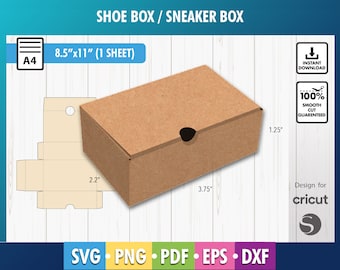 Shoe Box Template svg png dxf eps, Sneaker Box template, Sneaker Box, Gift Boxes, Custom Shoe Box, Cricut Shoe Box