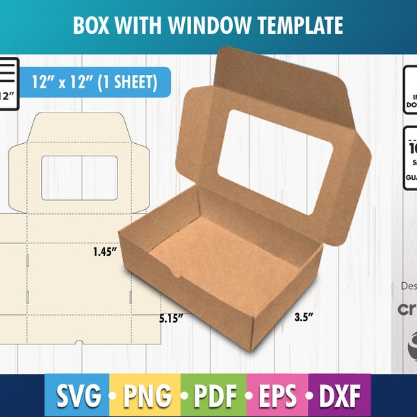 Rectangle Box Template, Box SVG for Cricut, Box with Round Window, Gift Box with Window, DIY Box, Display Box with window, SVG