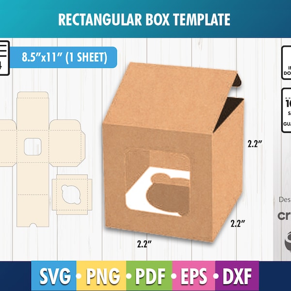 Cup Cake Gift Box, Cake Box with insert, Cake Box Template, Cake Box with window, Template, PSD, PNG, SVG, Dxf, 8.5x11 sheet, Printable