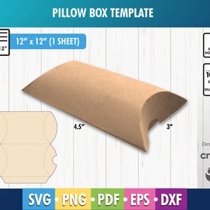Modèle de boîte d&#39;oreiller, Svg de boîte d&#39;oreiller, modèle de boîte, svg, boîte cadeau SVG, boîte cadeau SVG, cadeau de mariage, modèle de boîte, Eps, Png, Dxf, Pdf