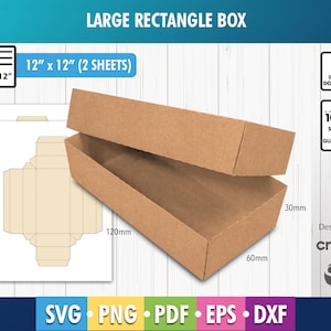 Sjabloon geschenkdoos, rechthoekige doos met deksel, sjabloon opbergdoos, sjabloon geschenkdoos, sieradendoos, SVG, DXF, PDF, Png Cricut, Silhouet
