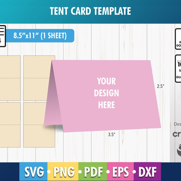 Tent Card Template, Tent Card Svg, Tent Card Printables, SVG, DXF, Eps, Pdf, Png, Printable, Instant Download, Cricut Cut File, Silhouette