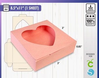 Jewelry Box svg, Box svg, Heart Shape Window Box template, Gift box svg, square box template, Box template, party favors gift box cricut cut