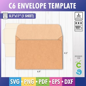 C6 Envelope Template SVG, Wedding Invitation envelope, Eps, PDF Printable, Invitation Envelope Svg, Greeting Card Envelope Cricut, Dxf svg